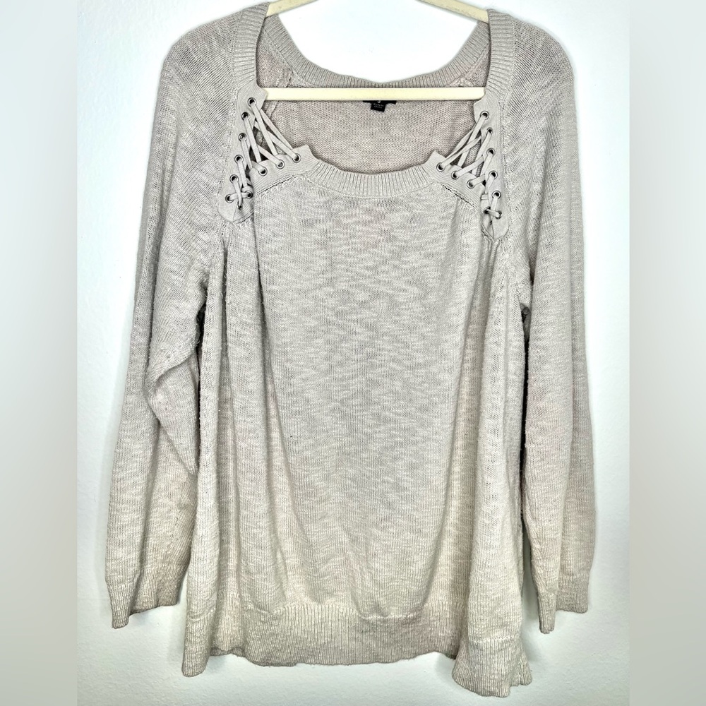 Torrid Cream/Grey Knit Sweater